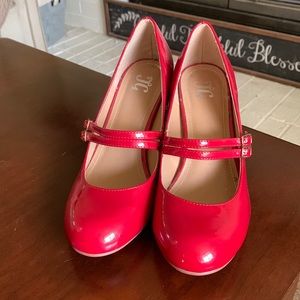 Red Patent Leather Mary Jane Heels